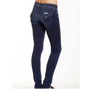 Indigo blue low rise Hudson flap jeans, very good condition. Size 31